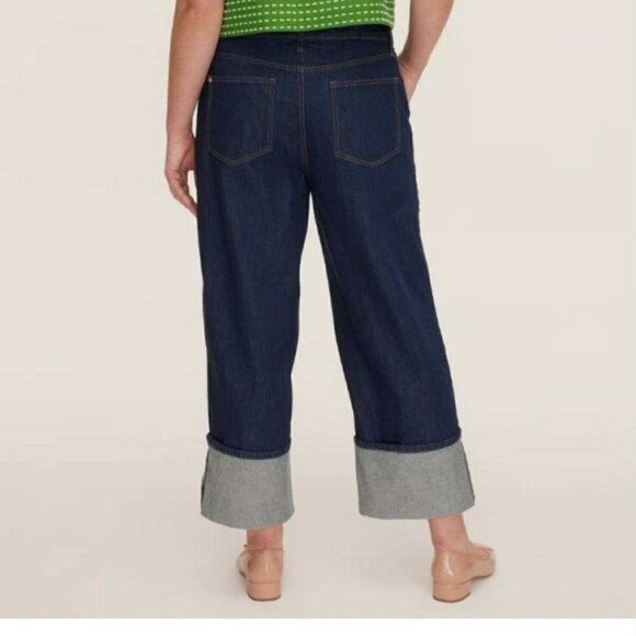 Kate Spade x Target High-Rise Straight Leg Wide Cuff Jeans Women's 10 Dark NEW - Picture 7 of 8